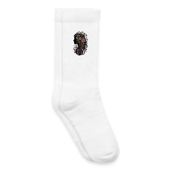 Collection Avi – Emblème de la rose dorée - Chaussettes de tennis bio enfant - blanc - Droite