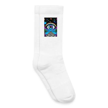 Voyage Psychédélique dans l'Espace - Chaussettes de tennis bio enfant - blanc - Droite