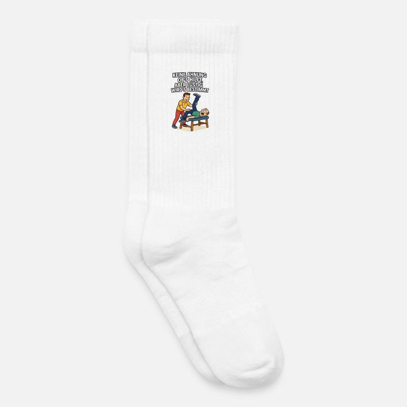 Dicton de physio : Aucune idée si ça aide drôle - Chaussettes de tennis bio enfant - blanc
