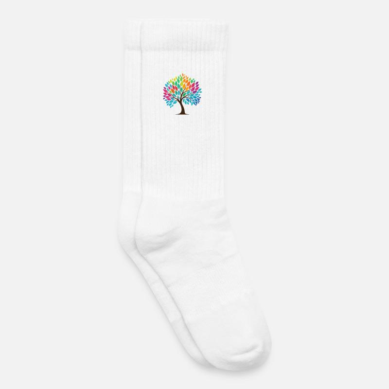 Lebensbaum im Regenbogendesign - Kinder Tennissocken - Weiß