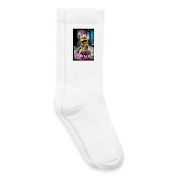 Illustration de poupée expressive représentant un personnage poubelle - Chaussettes de tennis bio enfant - blanc - Droite