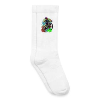 Mountainbike Action Kunst - Kinder Tennissocken - Weiß - Rechts