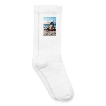Humanoider Delfin am Strand - Kinder Tennissocken - Weiß - Rechts