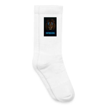 Löwenkopf mit blauer Magie und Titel - Kinder Tennissocken - Weiß - Rechts