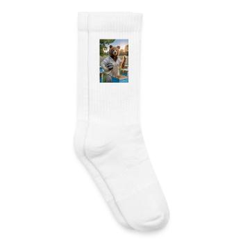 Humanoider Imker Bär mit Wabe und Bienen - Kinder Tennissocken - Weiß - Rechts