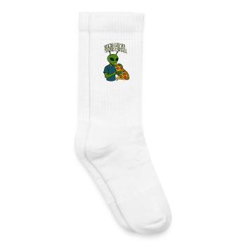 Alien Pizza T-Shirt Design with Slogan  - Kids Tennis Socks - white - Right