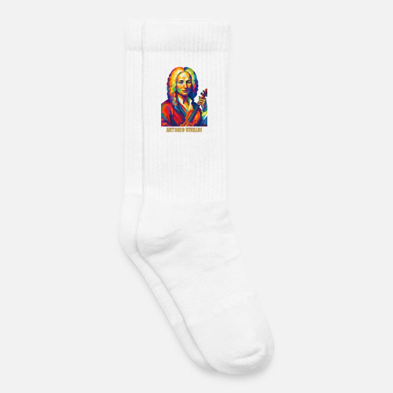 Vivaldi Portrait in Farbvielfalt - Kinder Tennissocken - Weiß