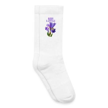 Purple Iris Flower Botanical Design - Kids Tennis Socks - white - Right