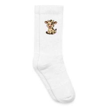 T-shirt bébé vache – Mignon veau de dessin animé - Chaussettes de tennis bio enfant - blanc - Droite