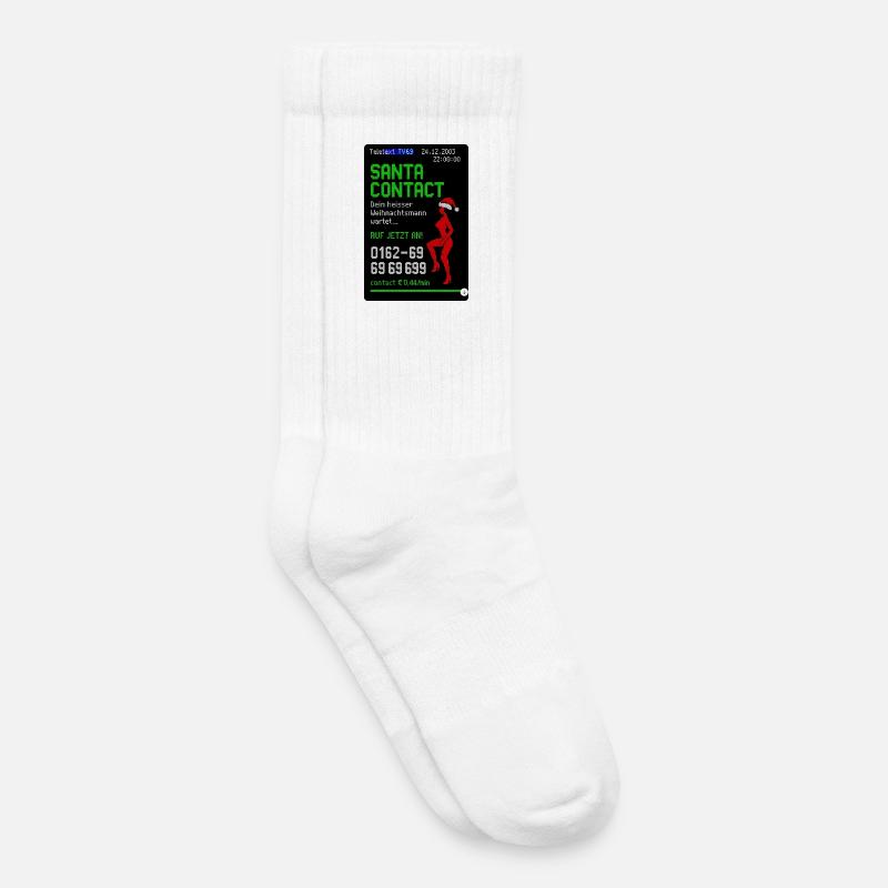Weihnachtsmann Kontakt Witz Design - Kinder Tennissocken - Weiß