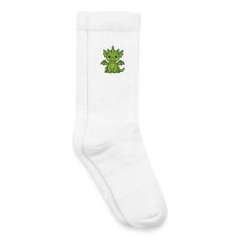 Funny dragon with horn and wings - Kids Tennis Socks - white - Right