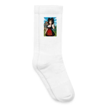 Fille Alsacienne en costume traditionnel Alsace - Chaussettes de tennis bio enfant - blanc - Droite