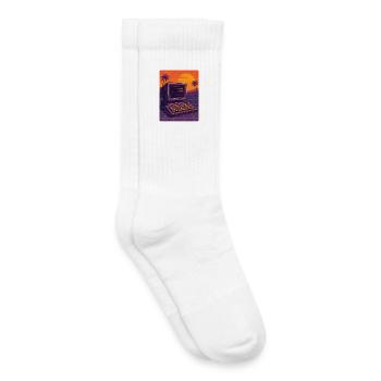 Esthétique rétro futuriste du coucher de soleil - Chaussettes de tennis bio enfant - blanc - Droite