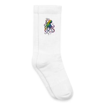 Bunter Regenbogen Oktopus Design - Kinder Tennissocken - Weiß - Rechts