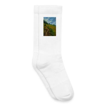 Landschaftliche Bergwanderung in Ölgemälde-Optik - Kinder Tennissocken - Weiß - Rechts