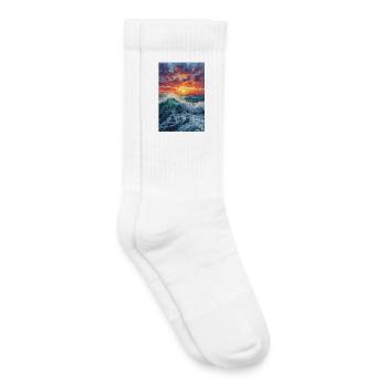 Coucher de soleil sur la mer - Chaussettes de tennis bio enfant - blanc - Droite