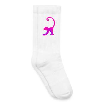 Neon Pink Monkey - Kinder Tennissocken - Weiß - Rechts