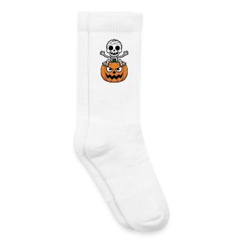 Halloween Skeleton on Pumpkin - Kids Tennis Socks - white - Right