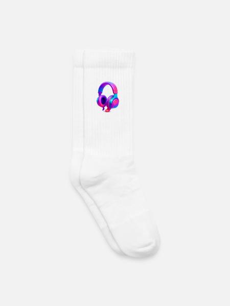 Neon Gradient Kopfhörer - Kinder Tennissocken - Weiß