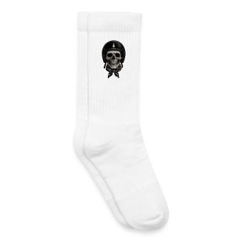 Skull Bikerhelm schwarz und Schal - Kinder Tennissocken - Weiß - Rechts