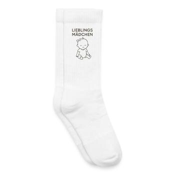 Fille préférée - Motif mignon de petite fille - Chaussettes de tennis bio enfant - blanc - Droite
