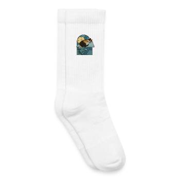 Sleeping cat in stained glass window - Kids Tennis Socks - white - Right