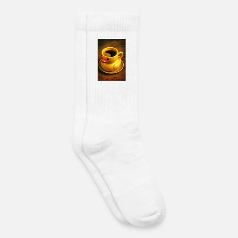 Bath duck as a coffee cup - Kids Tennis Socks - white
