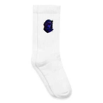 Neon Cyber VR Kopfportrait, Cyberpunk - Kinder Tennissocken - Weiß - Rechts