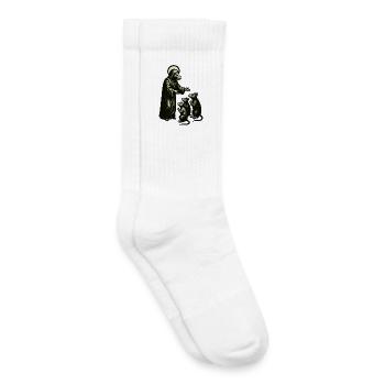 Shepherd figure with mice woodcut - Kids Tennis Socks - white - Right