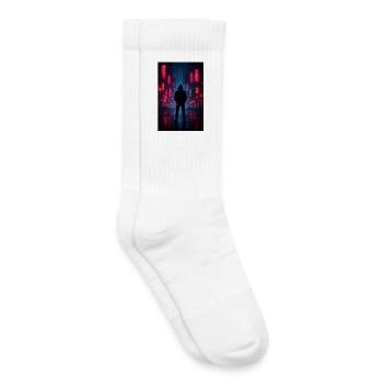 Nachtneon in der Cyberstadt - Kinder Tennissocken - Weiß - Rechts