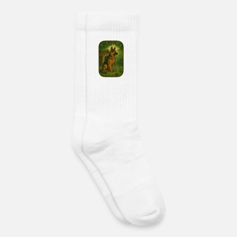 Retro Waldhund - Kinder Tennissocken - Weiß