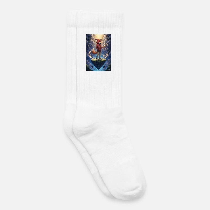 Fuchs im schwebenden Inselkristall - Kinder Tennissocken - Weiß