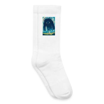 A girl faces a monster - Chaussettes de tennis bio enfant - blanc - Droite