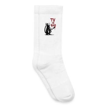 Kater peint la télé est mauvaise - Chaussettes de tennis bio enfant - blanc - Droite