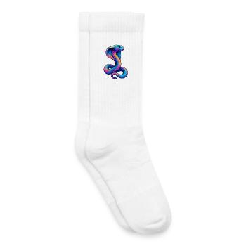 Farbene Schlange in Neonpalette - Kinder Tennissocken - Weiß - Rechts