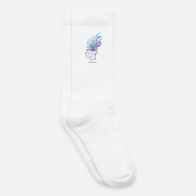 Creative Mind – Abstract Brain Illustration - Kids Tennis Socks - white