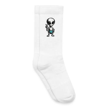 Kindermotiv: Alien Peace Zeichen Illustration - Kinder Tennissocken - Weiß - Rechts
