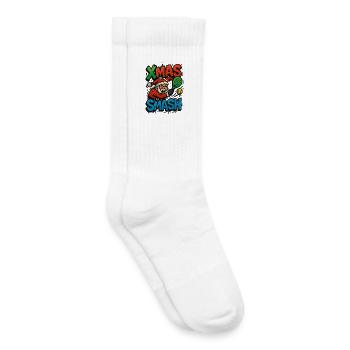 Noël Smash Santa Padel - Chaussettes de tennis bio enfant - blanc - Droite