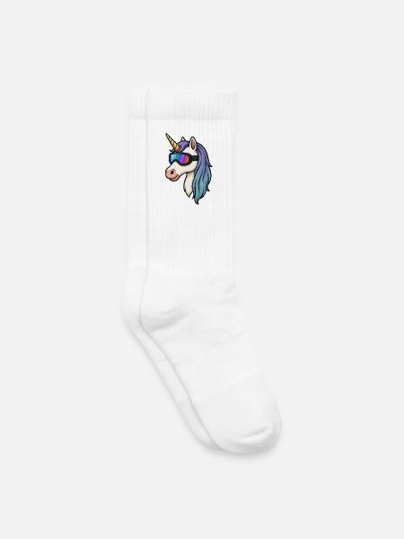 Unicorn with cool ski goggles - Kids Tennis Socks - white