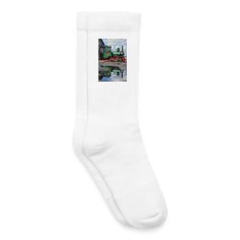 Steam Locomotive Reflection - Kids Tennis Socks - white - Right