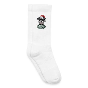 Merry Christmas – Schnauzer, Christmas with a dog - Kids Tennis Socks - white - Right