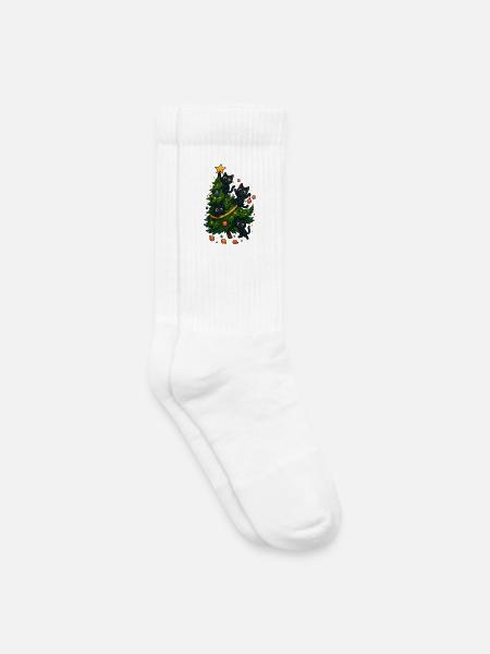 Lustiges Weihnachts T-Shirt Geschenk Katzen - Kinder Tennissocken - Weiß