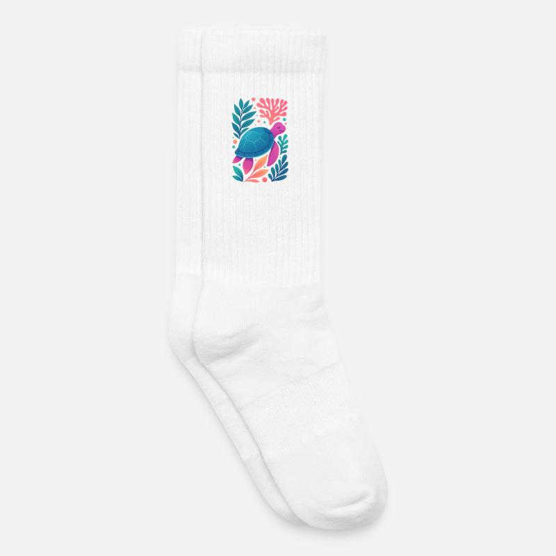 Farbenfrohe Korallen-Schildkröte - Kinder Tennissocken - Weiß