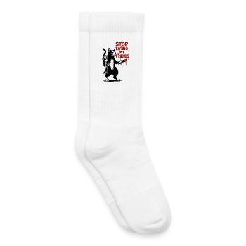 Cat Stop Eating My Friends - Kids Tennis Socks - white - Right