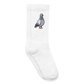 Whimsical Pigeon Portrait - Kids Tennis Socks - white - Right