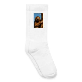 Sloth in the tree - Kids Tennis Socks - white - Right