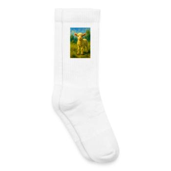 Moutons/agneaux pastel dans une prairie estivale - Chaussettes de tennis bio enfant - blanc - Droite