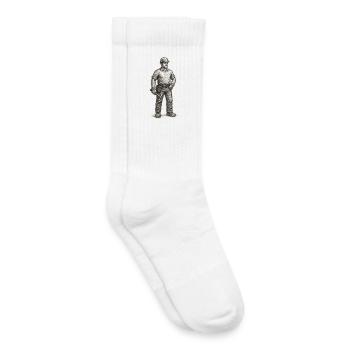 Grob skizzierter Bauarbeiter mit Hammer - Kinder Tennissocken - Weiß - Rechts