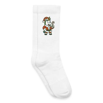 Santa Licorn tenant une canne d’orge d’art - Chaussettes de tennis bio enfant - blanc - Droite