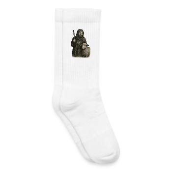 The Good Shepherd – Timeless Vintage Illustration - Kids Tennis Socks - white - Right